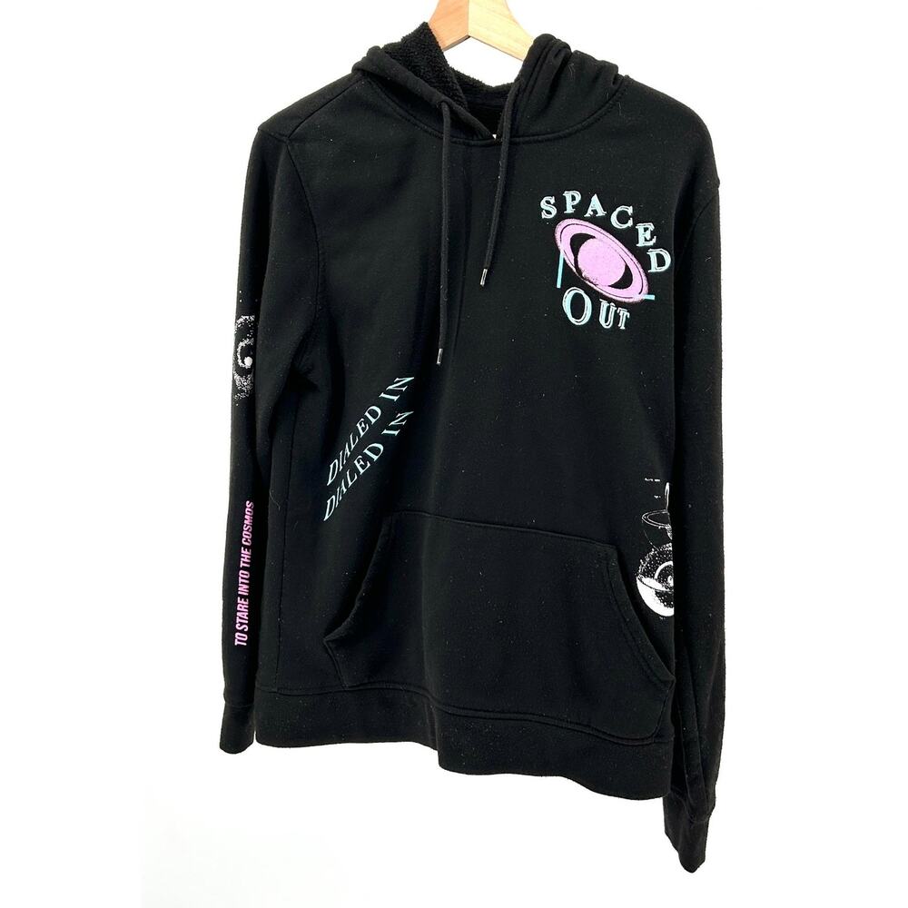 Y2K Brooklyn Cloth Black Graphic Cosmic Pullover Hoodie Sweatshirt